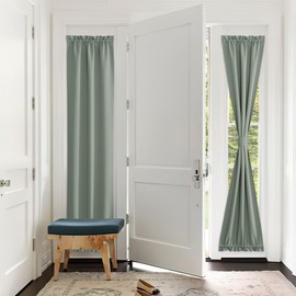 PONY DANCE Door Curtain for Door Window, Front Door Curtains for Small Window, Privacy Door Shades for Sidelight Curtains, Thermal Insulated Door Side Window Covering, W25 X L66, Sega Green, 1 Panel