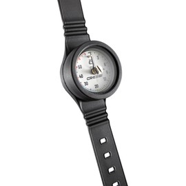 CRESSI Wristband Depht Gauge White - Unisex Durable Analogue Wrist Depth Gauge with Easy Read Metric Scale, Black/White, One Size