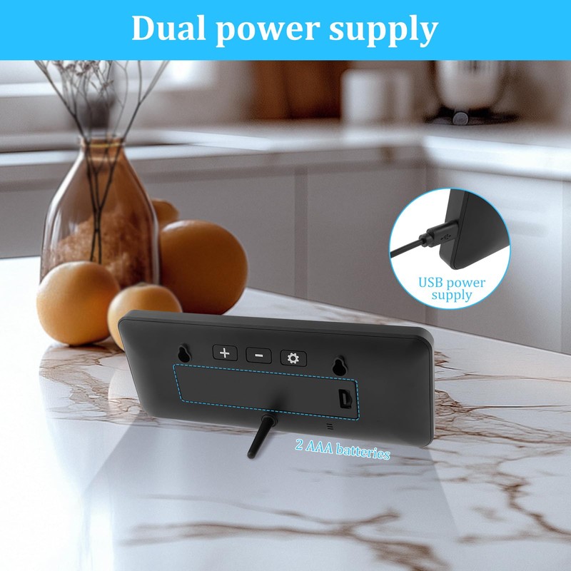 Silent Digital Wall Clock, with Large LED Temperature Display, Portable