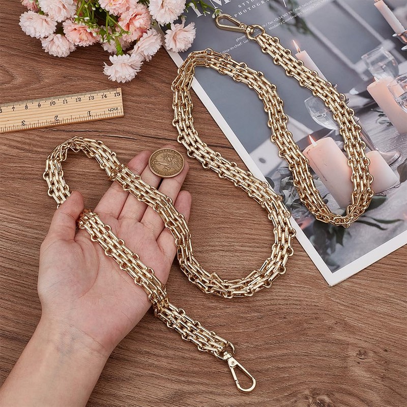 Beebeecraft Purse Chain Strap Golden Metal Bag Replacement Chain Wide