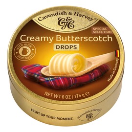 Cavendish & Harvey | Creamy Butterscotch Hard Candy Drops | 6 Ounce Tin