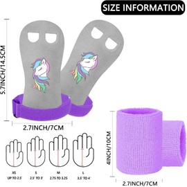 FINGER TEN Sports Gloves Children's Gymnastics Gloves Girls Youth Horizontal Gloves Grips Gymnastics Grips 2 Pairs with Bracelets, Gymnastics Bar Grips Palm Protection for Fitness (Amethyst, S)