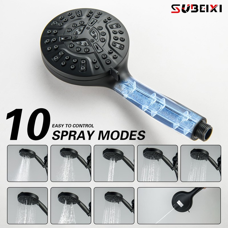 SUBEIXI 3 Handle Tub Shower Faucet Shower Head Holder with