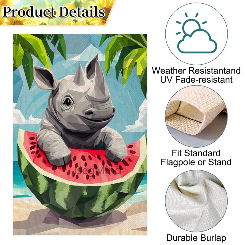 isegMind Hello Summer Watermelon Garden Flags for Outside 12x18 In