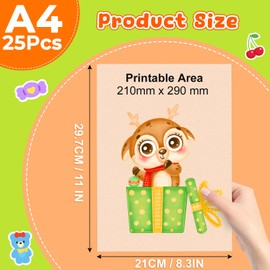 CenDale Printable Shrink Plastics Sheets - 25PCS A4 Heat Shrink Films Paper for Inkjet Printer, Printable Shrinky Dink Sheets for Kids, Christmas Gifts for Crafts (8.3 x 11.7 inch, Semitransparent)