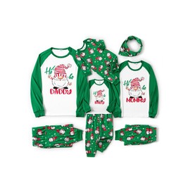 PATPAT Matching Christmas Pjs For Family Green White Elf Long Sleeve Holiday Sleepwear Mommy and Me Christmas Pajamas Mommy Daddy Baby Christmas Outfits Couples Adult Christmas Pajamas for Women L