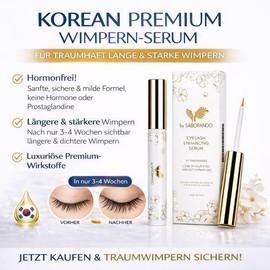 Korean Skincare Premium Eyelash Serum without Hormones - Premium Lash Serum for Longer & Thicker Eyelashes - Eyelash Care with Peptides - Vegan & Cruelty Free - 4 ml