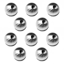 PRIOstahl Decorative Ball Solid Ball with Thread Stainless Steel Balls Bar Ball End Cap – 10 x Ball for M6 Rod as Decorative Elements for Railing Fence Stair Railing Handrail Holder Made of Stainless