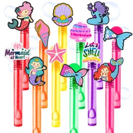 Mermaid Party Favors for Kids – 24PCS Under-The-Sea Bubble Wands, Great for Birthday Supplies, Pinata Fillers, Goodie Bags & Classroom Rewards