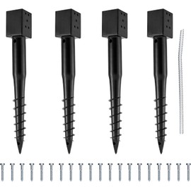 (Set of 4) LADECH Premium No Dig Ground Anchor – DIY Screw in Post Stake – 27 Inch – Fits Standard 4x4 Post (3.5" X 3.5" Inch) – Great for Mailbox Posts and Fence Posts