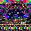 223 Pack Glow Neon Party Supplies Glow Party Tableware Set