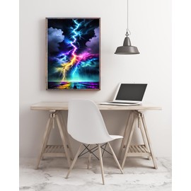 XUDCIHQP Diamond Painting Kits for Adults,5D Colorful Lightning Diamond Art Kits for Beginners,DIY Full Drill Diamond Dots Gem Art and Crafts for Home Wall Decor 12x16 Inch