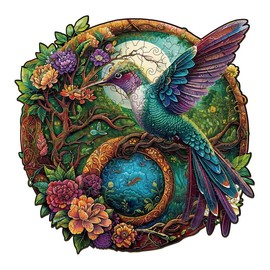 Jigfoxy Wooden Puzzle for Adults, Hummingbird Wooden Jigsaw Puzzles for Adults, Unique Animal Shape Wood Cut Puzzles for Family Friend Puzzle Lovers(L-13.4 * 13.2in-300pcs)