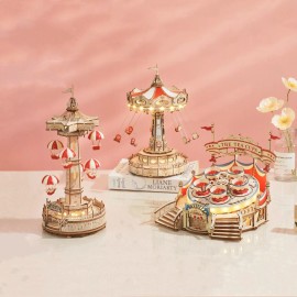 ROKR Amusement Park Series DIY Music Box 3D Wooden Puzzle Teens Adults Gift - 3 Packs/Set