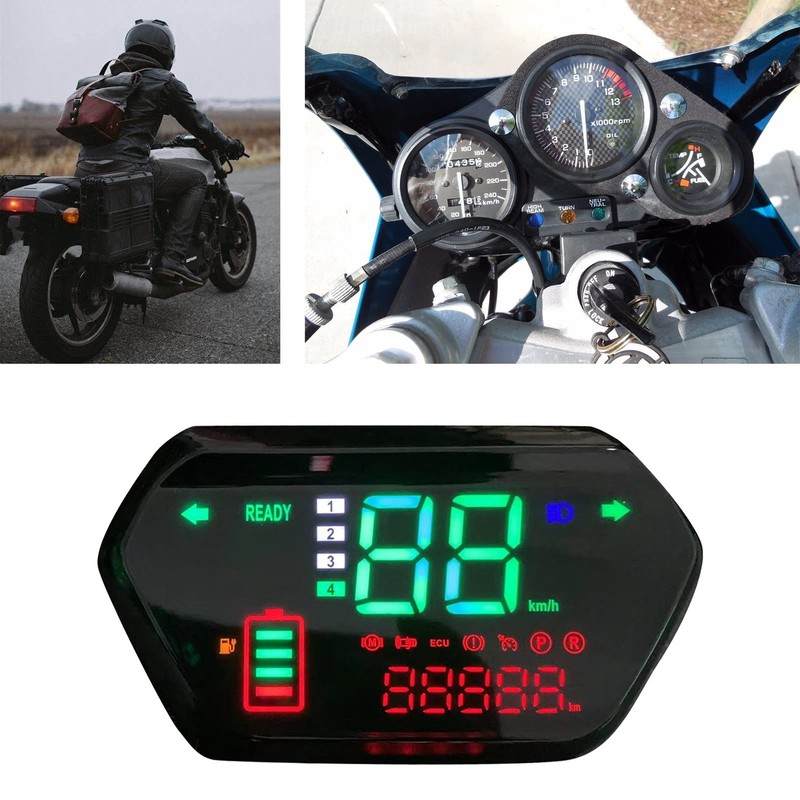 Keenso Tablero Digital para Moto, 48V/60V Odómetro para Motocicleta, Tacómetro,