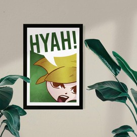 Wynwood Studio Advertising Framed Wall Art Prints 'Hyah' Comics Home Décor, 13" x 19", Green, White