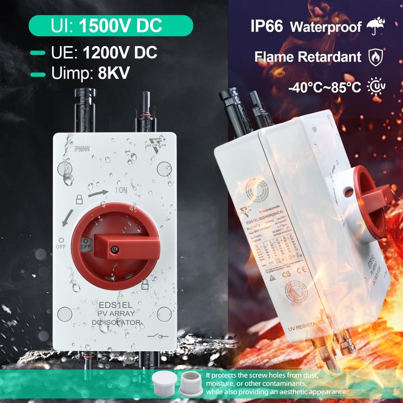 ZJWZJH Solar Disconnect Switch DC1500V 32Amp Isolator Solar Switch with