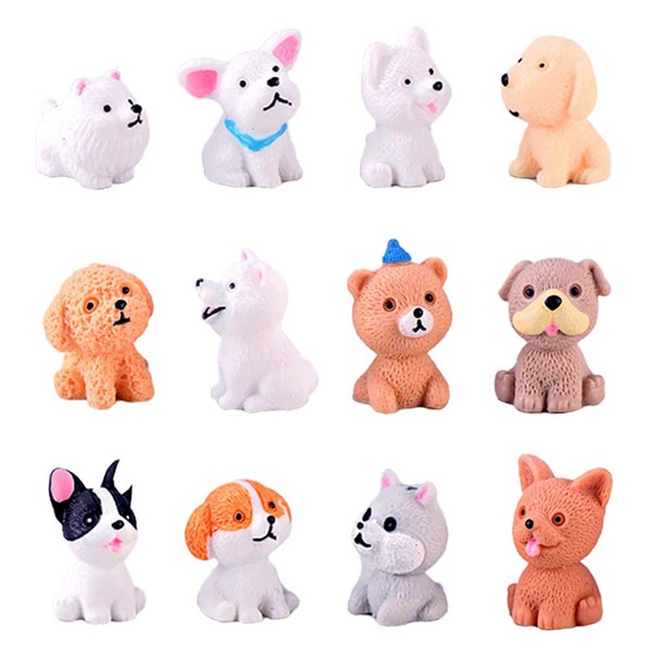 12 Pcs Dog Figures for Kids, Animal Toys Set Cake Toppers, Dog Figurines Collection Playset for Christmas Birthday Gift Desk Decorations