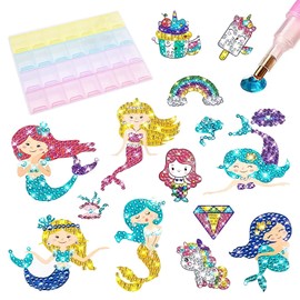 NIDEZON Diamond Art for Kids Make Your Own Diamond Painting, 5d Diamond Painting Sticker Kits Boxed, DIY 5D Animal Diamond Art Mosaic Stickers for Kids for Kids Ages 6 7 8 9 10 11 12 Years Old