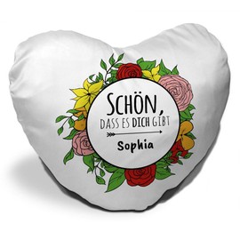 Heart-shaped Cushion with Name Sophia and Verse Inside 'Schön, dass es Dich gibt – For Lovers And Friends Valentine's Day/heart cushion/pillow/cuddly pillow