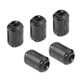 sourcing map 13mm Ferrite Cores Ring Clip-On RFI EMI Noise Suppression Filter Cable Clip, Black 5pcs