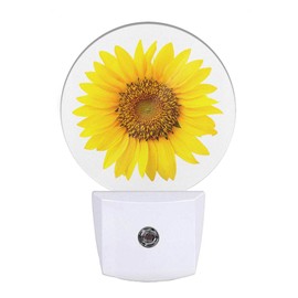 EKOBLA Watercolor Sunflower Night Lights Plug into Wall Fresh Yellow Flower Floral Night Light Round Led Lamp for Stairway/Hallway/Bedroom 0.5W Nightlight Sleep Friendly