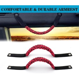 Eivlin 2PCS Roll Bar Grab Handles for FB, Camouflage Paracord Grab Handles for FB 2021 2022 2 Door 4 Door, Nylon Hand-Woven Non-Slip Grab Handles Fit FB Accessories (Bright Red)
