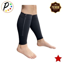 Presadee Shin Premium 20-30 mmHg Firm Compression Leg Calf Sleeve With Zipper (Black, S/M)