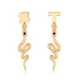 CUOKA MIRACLE Women Snake Earrings,T&S Jewelry 925 Sterling Silver 14K Gold Plated Snake Dangle Earrings Outfit for Eras Music Singer Song Gift Inspired Fans Gift Black Zircon, Sterling Silver, Cubic
