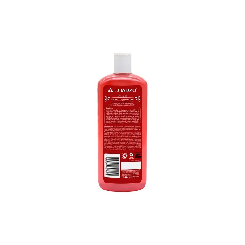 Shampoo Sabila Y Jitomate Para Cabello 550 Ml Cuarzo Natural