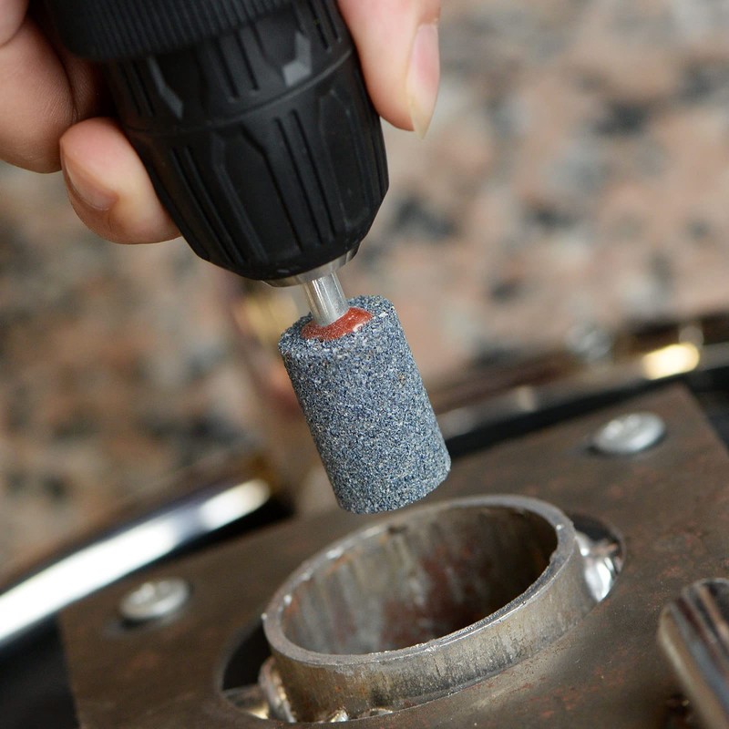 sourcing map 10 Pcs Abrasive Mounted Stone 1/4" Shank 1"