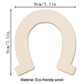 24pcs Wood Discs Slices Horseshoe Shape Unfinished Wooden Cutouts Horseshoe for DIY Craft, Party,Wedding and Birthday