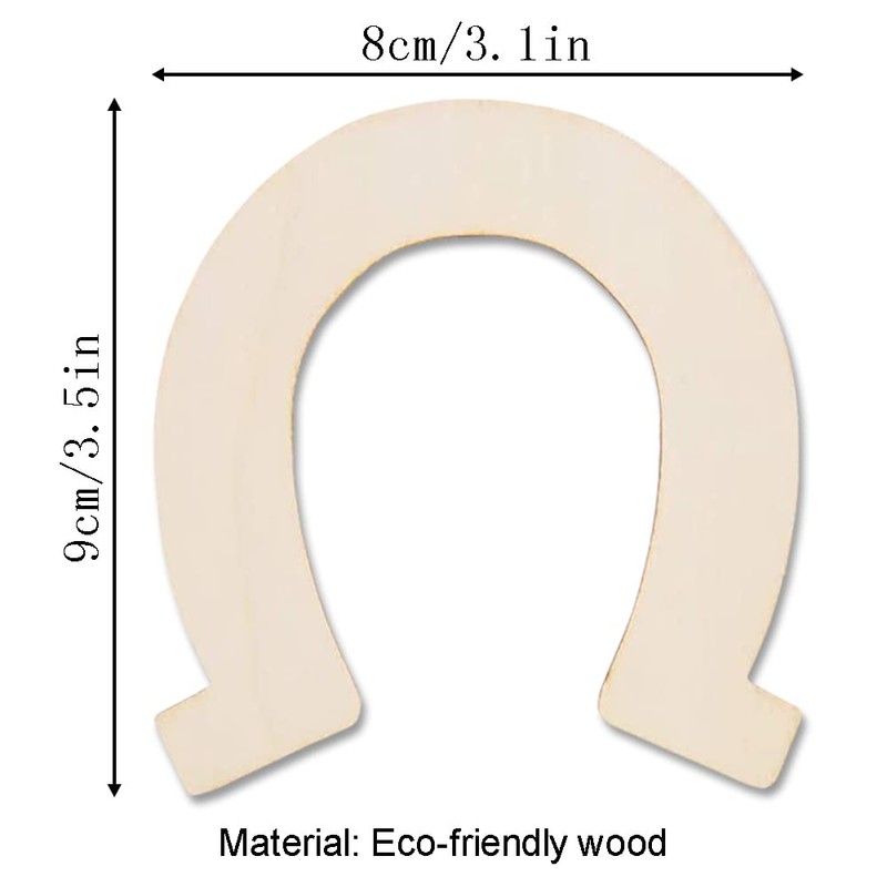 24pcs Wood Discs Slices Horseshoe Shape Unfinished Wooden Cutouts Horseshoe