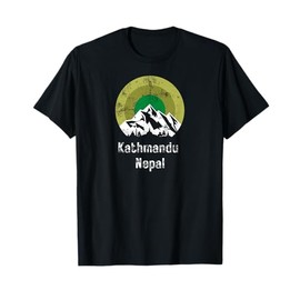 Kathmandu Nepal Mountain Temples Sunset Vintage Silhouette T-Shirt