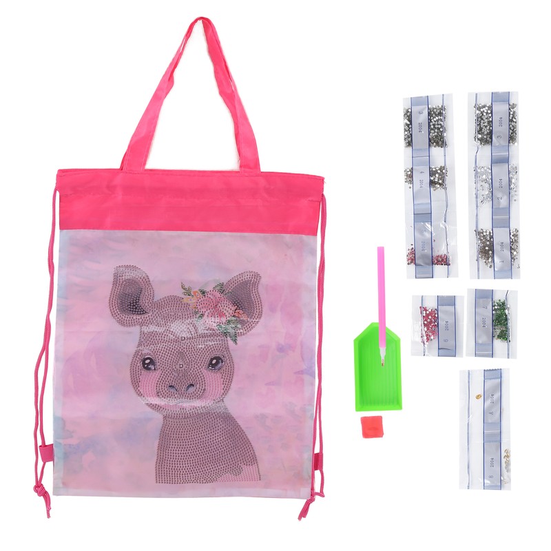 Backpack Bag WearResistant Large Capacity Rhinestones Painting with Drawstring Home