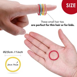 Qooocy 120 Pcs Small Hair Ties for Thin Hair & Kids - 1 Inch, 2mm No-Damage Elastic Bands in, Orange