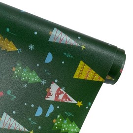 ONEART 12" x 53" Christmas Theme Jelly Vinyl, Colorful Waterproof Xmas Tree Santa Claus Printed Vinyl Fabric (Xmas Tree)