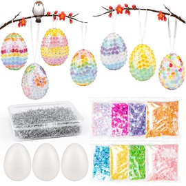 Joxessaien Pack of 20 Styrofoam Eggs for Crafts, Easter Eggs Sequin Set, 6 cm Easter Eggs, Decorating, Sequin Eggs Crafts