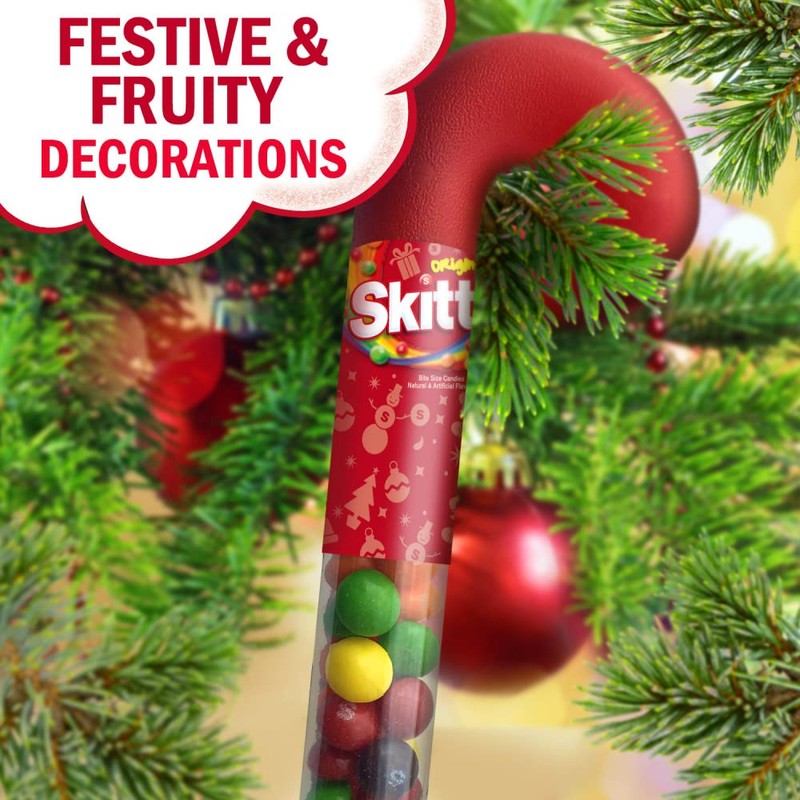 SKITTLES Original Christmas Chewy Candy Cane Gift, 2.6 oz