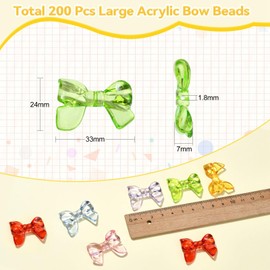 DanLingJewelry 200Pcs Random Acrylic Bow Knot Tie Beads - Colorful Transparent Bow Beads for Bracelet Necklace Jewellery Making