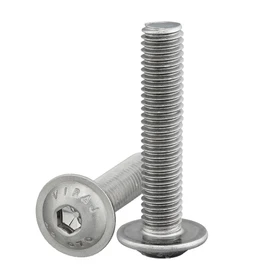 Rounded Head Screw with Flange and Hexagon Socket (ISK) According to Standard: ISO 7380-2, Stainless Steel A2 V2A Full Thread Flange Screw Flat Head Screw Lens Screw (Pack of 10, M8 x 65 mm)