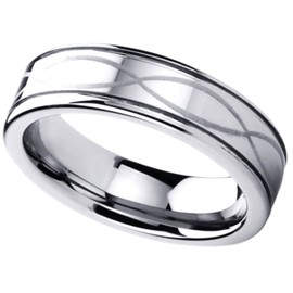 DoubleAccent 6mm Titanium Wedding Bands Promise Rings Laser Etched Infinity Patterned Comfort Fit Ring