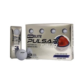 Nitro Elite Pulsar Tour-Level 3-Piece Urethane Glossy White Golf Ball- 12 pk