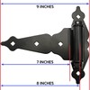 8" Black T-Strap Self Closing Wood Gate Hinges - T-Gate