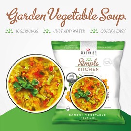 READYWISE - Simple Kitchen, Garden Vegetable Soup, 16 Servings, MRE, Gluten Free, & Vegetarian, Food, Soup Mix, for Events, Hiking, Emergency Food Supply, Camping Essentials, or Daily Use, 1 Pack
