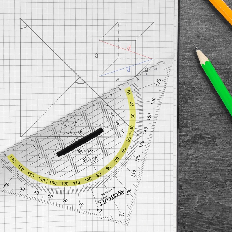 Westcott Set Square, Plastic, 14 cm, Transparent, Other Styles Available