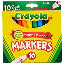 Crayola 758114552570 Broad Line Markers, Classic Colors 10 Each (Pack of 24), Case of 24 no, Count