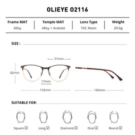 OLIEYE Cat Eye Reading Glasses For Women Retro Design Reader Computer Glasses with Spring Hinges