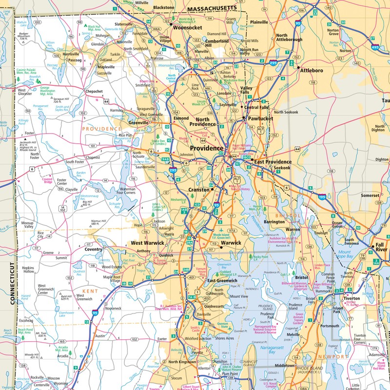 Rand McNally Easy to Read: Connecticut, Rhode Island State Map