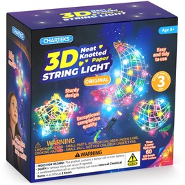 CHARTEKS 3D Neat Knotted String Light Art Kit for Kids, Arts and Crafts Kit with Natural Strings, 60 Bulbs Multi-Colored LED Lights, Light Up Toy for Girls and Boys Ages 8+ (Paper String)